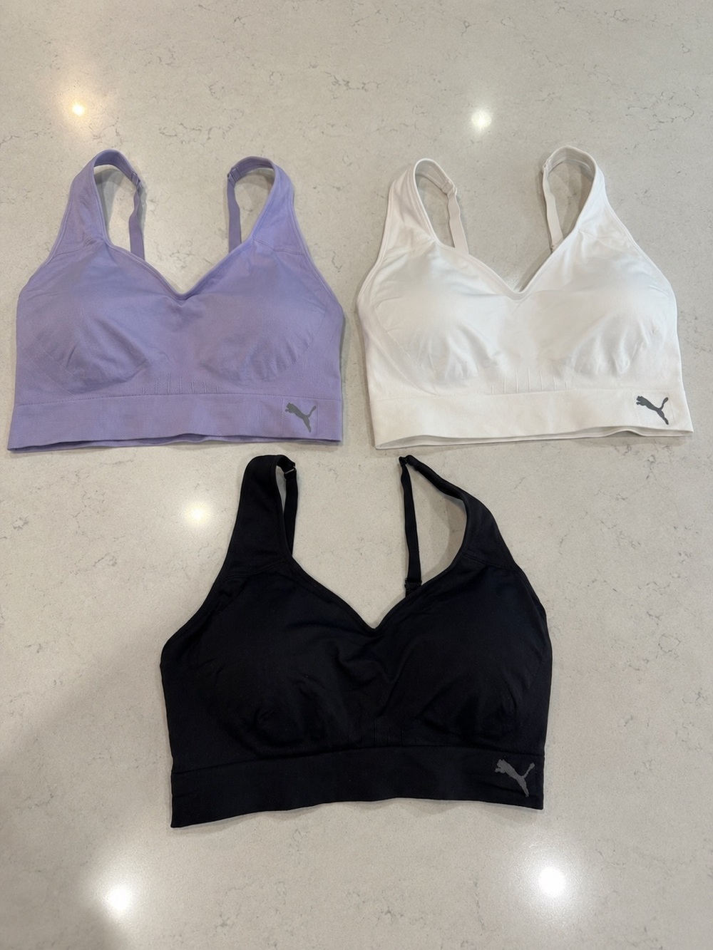 Puma set of 3 Seamless V-Neck Sports Bras XL